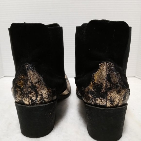 Groove Candace Faux Leather Gold Leaf Cowboy Boots Booties Ankle Boots Women Sz - Picture 9 of 14